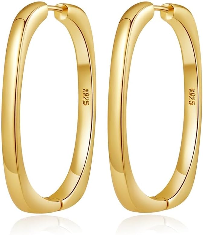 Detalle de Senteria Silber Creolen für Damen – S925 Sterling Silber, 14 Karat Weißgold Plattiert, Gedrehte Zirkonia, 4 mm