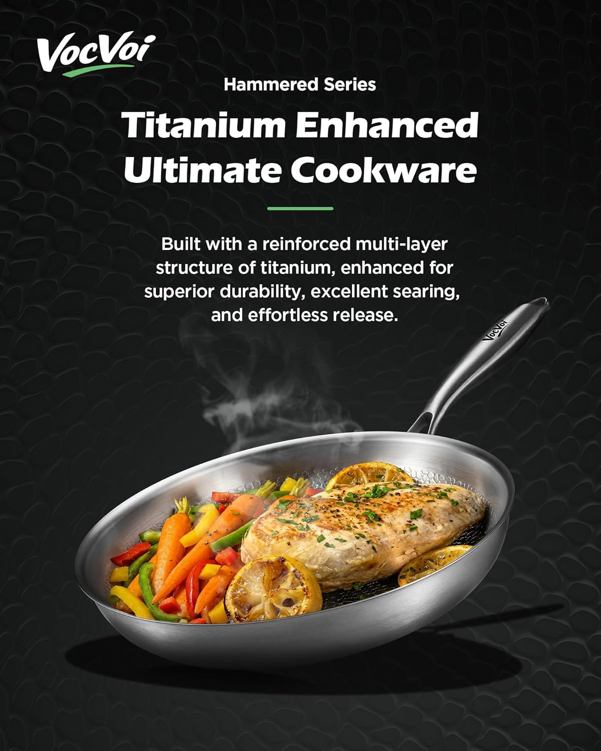 Detalle de Titanium Non-Stick 12" Uncoated Hammered Frying Pan