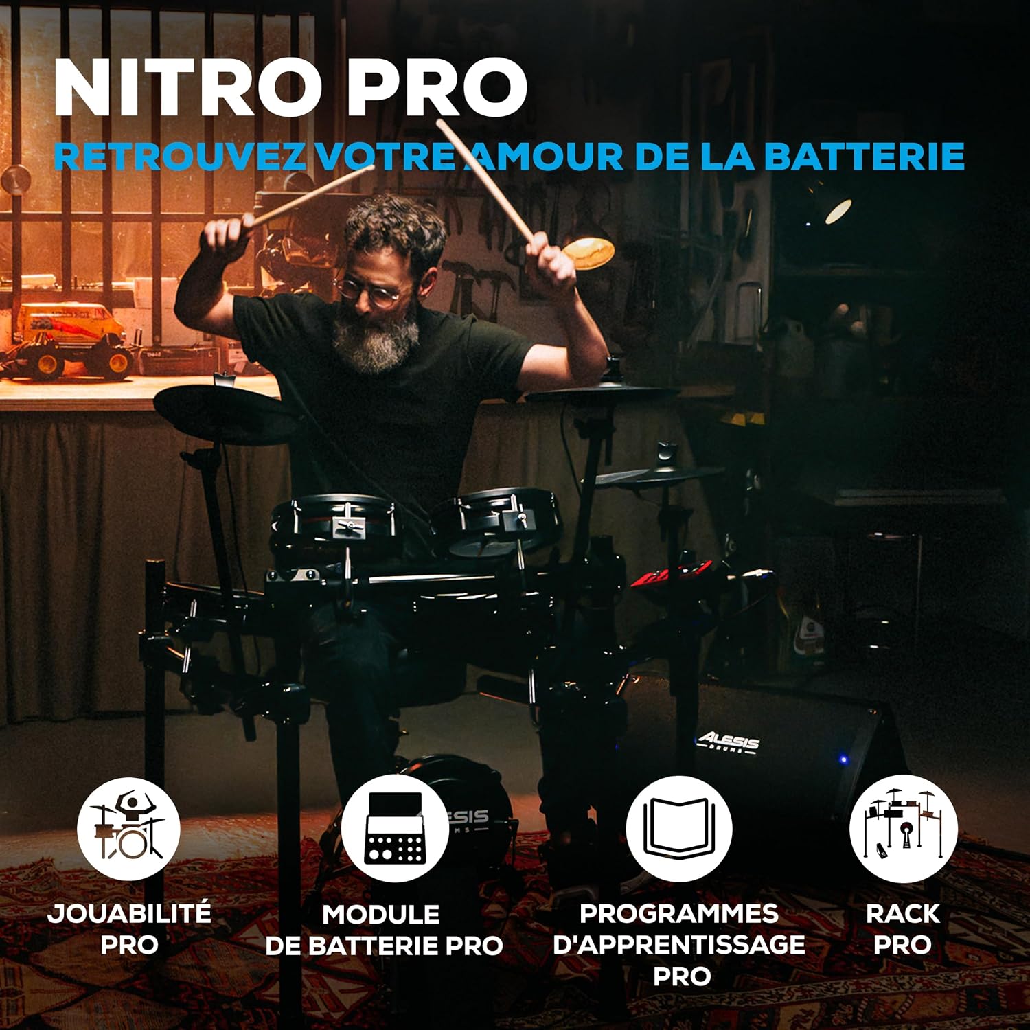Thumbnail 1 de Alesis Nitro Pro Kit NITROPROKIT elektronische drumkit met meshvellen en Bluetooth