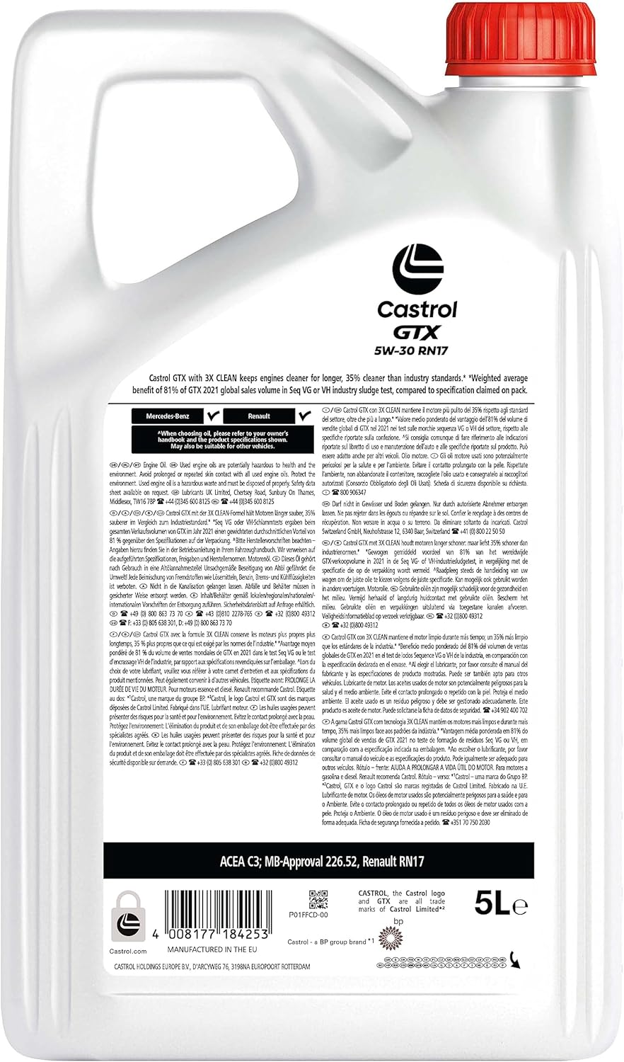 Detalle 2 de Castrol GTX 5W-30 RN17 5L Aceite de Motor