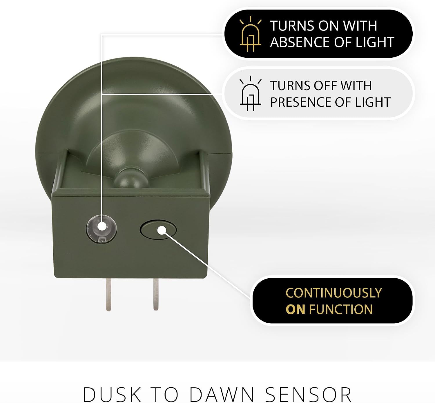 Detalle de Luminara Nightlight Plug-In Flameless Candle, Loden Green, Dusk-to-Dawn Sensor
