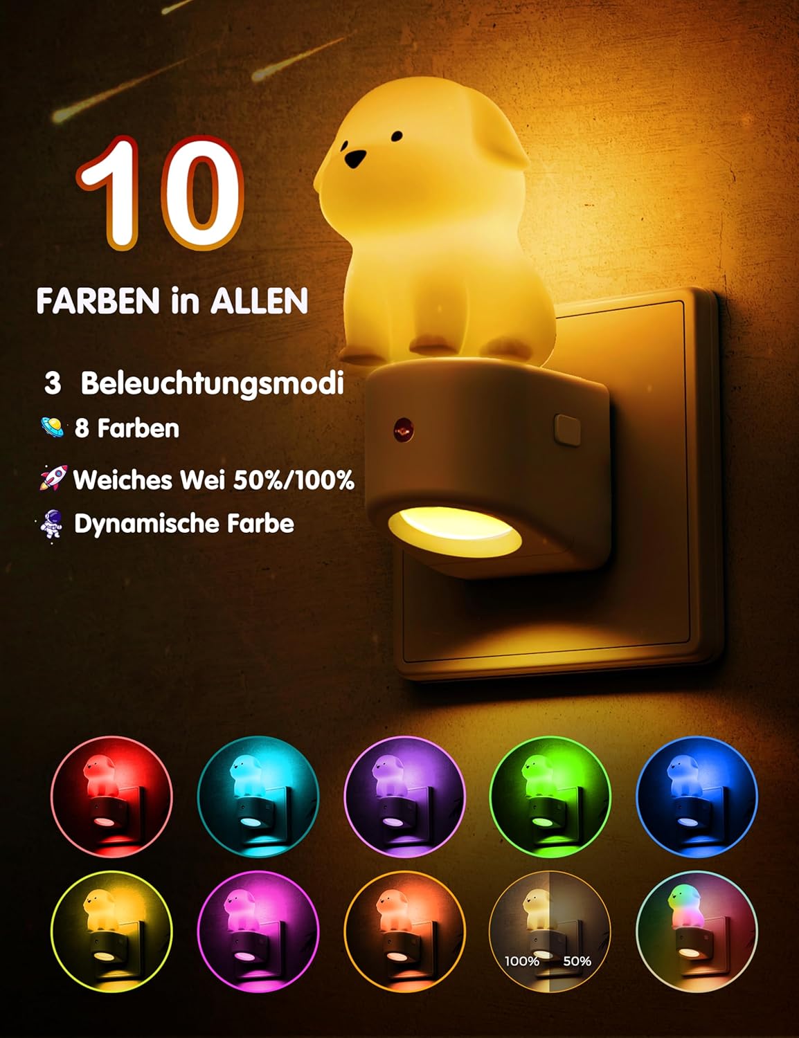 Thumbnail 2 de LOHAS-LED Nachtlicht Steckdose: 3D Welpen-Nachtlicht mit Dämmerungssensor
