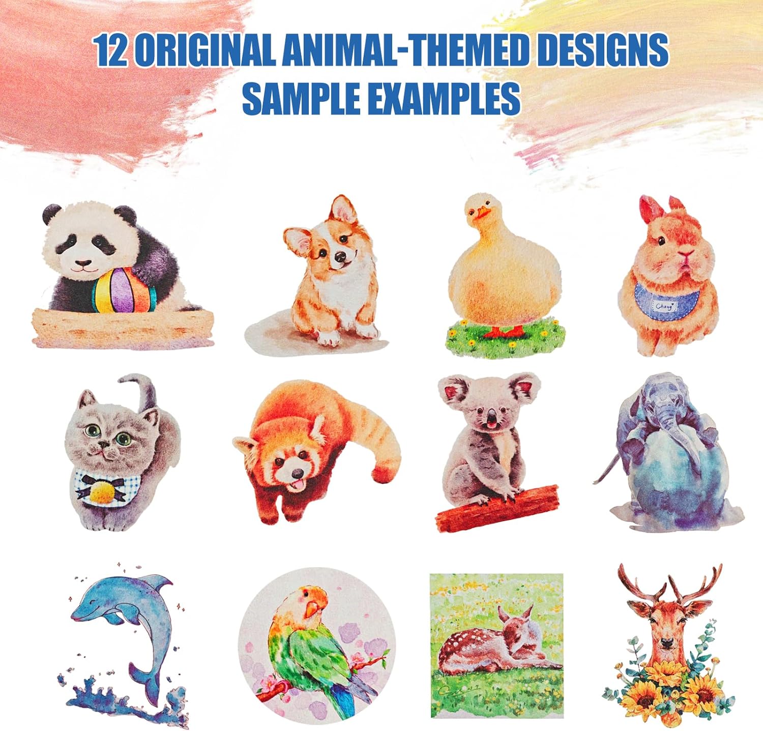 Thumbnail 4 de Watercolor Workbook: 13-Page 300GSM Sketchbook with 26-Color Palette for Beginner Animal Art