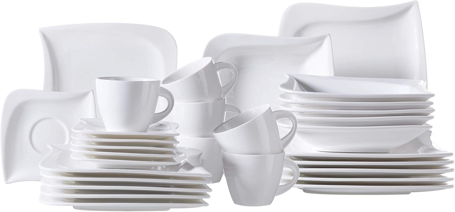 MÄSER La Musica – porcelanowy serwis obiadowy, biały, 30 elementów dla 6 osób