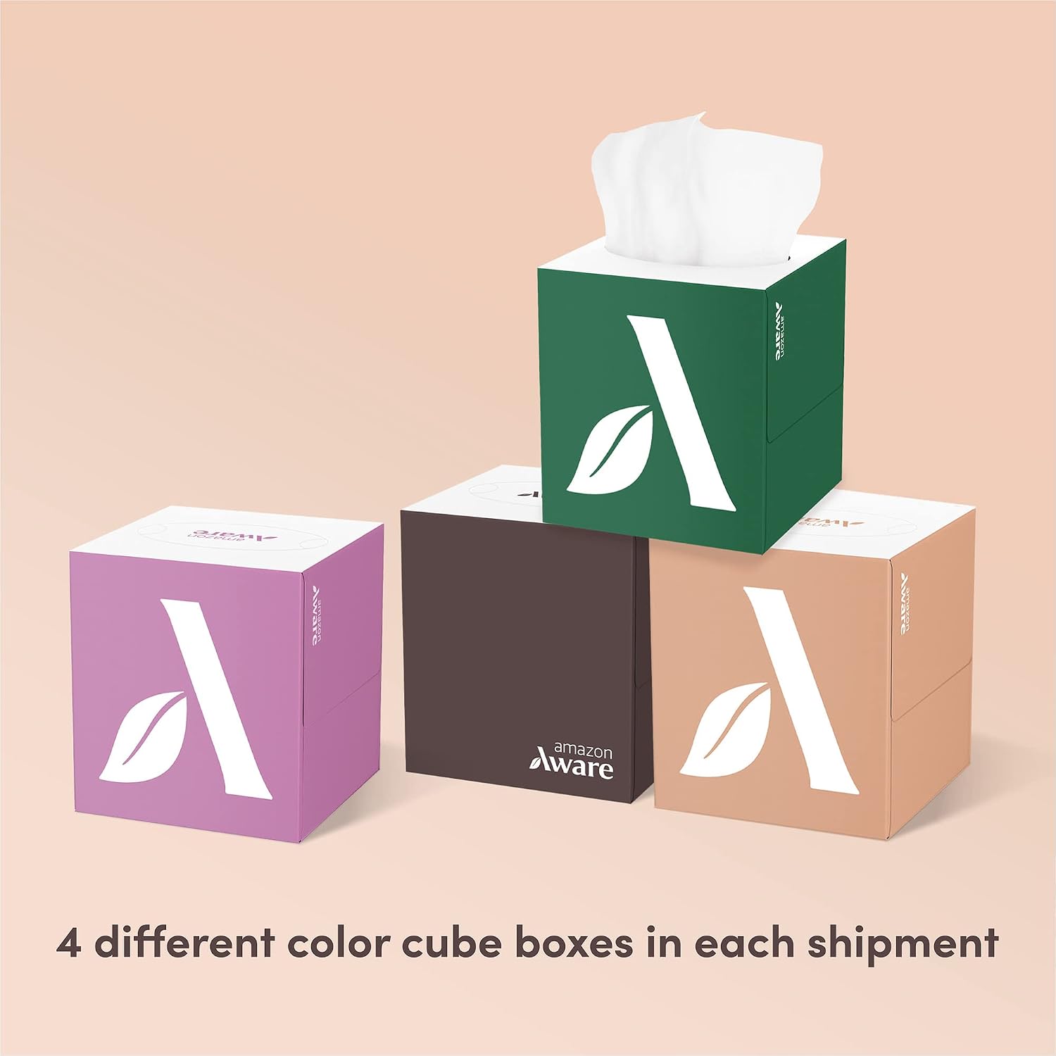Detalle 2 de Amazon Aware 100% Bamboo Facial Tissues, 3-Ply, FSC Certified, 12 Pack (60 Sheets per Box, 720 Total)