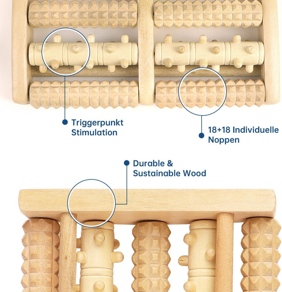 Detalle de AOGOE Massaggiatore per Piedi Rullo in Legno