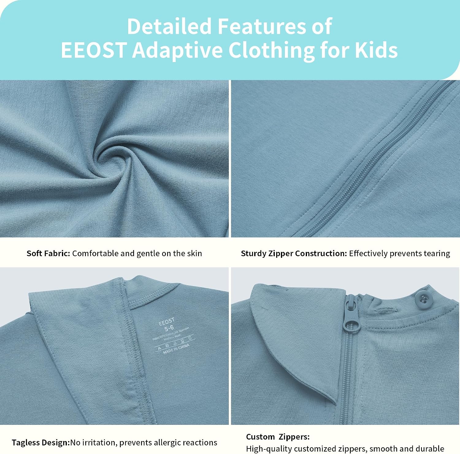 Detalle 2 de EEOST Adaptive Anti-Strip Suit for Kids with Covered Back Zipper