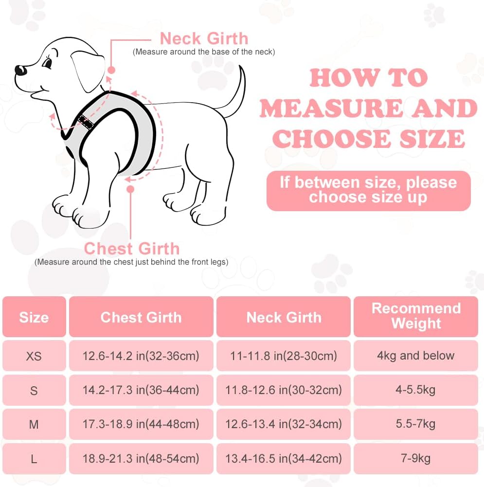 Detalle de OFFCUP Ensemble Harnais pour Chiens – Harnais anti-traction et laisse assortie, Rose, XS