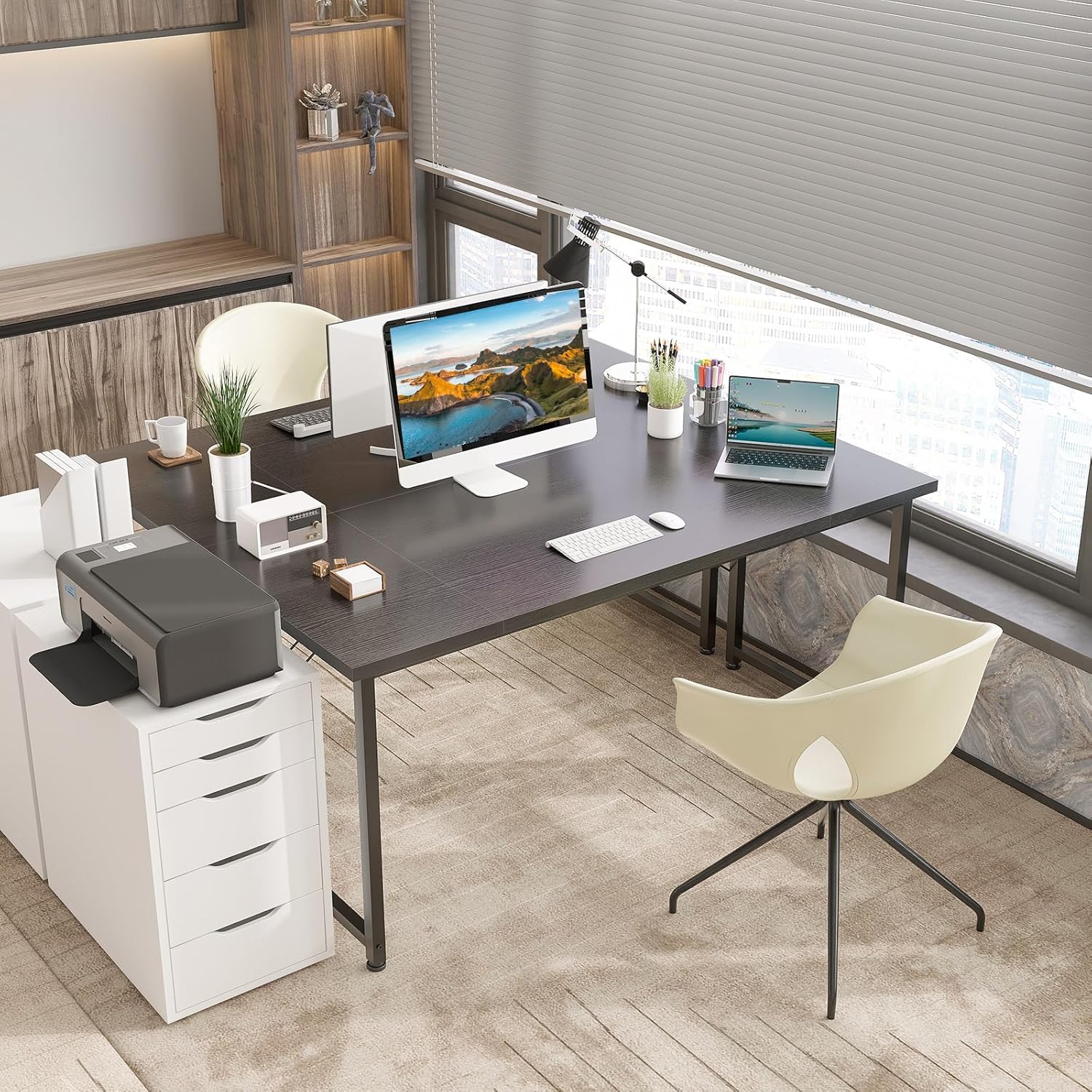 Thumbnail 3 de ODK Schreibtisch 140×50 cm – Computertisch aus Holz in Schwarz