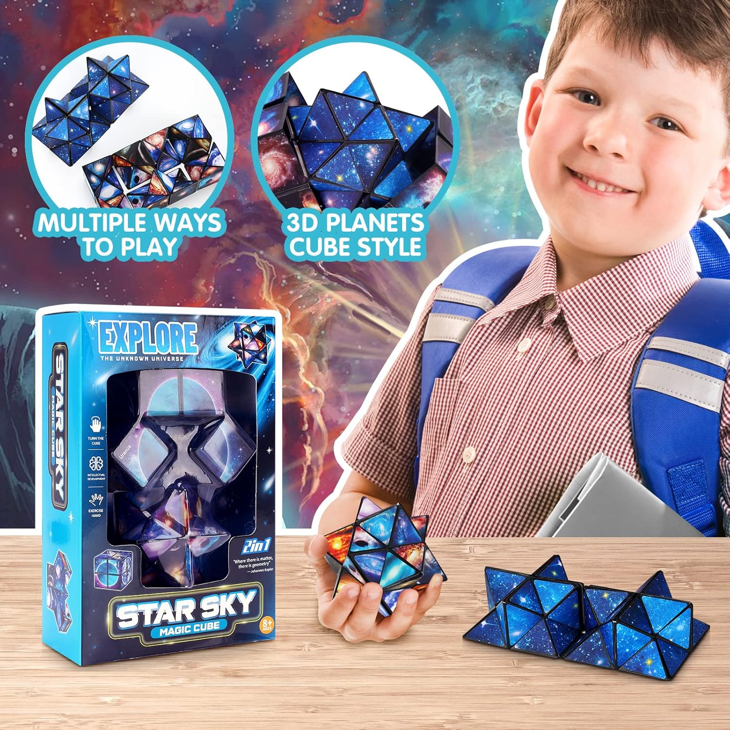 Thumbnail 3 de pearoft 2-in-1 Sternenklarer Himmel Zauberwürfel Infinity-Würfel (Stern- und Galaxienwürfel) – Stressabbau & kreatives Spiel
