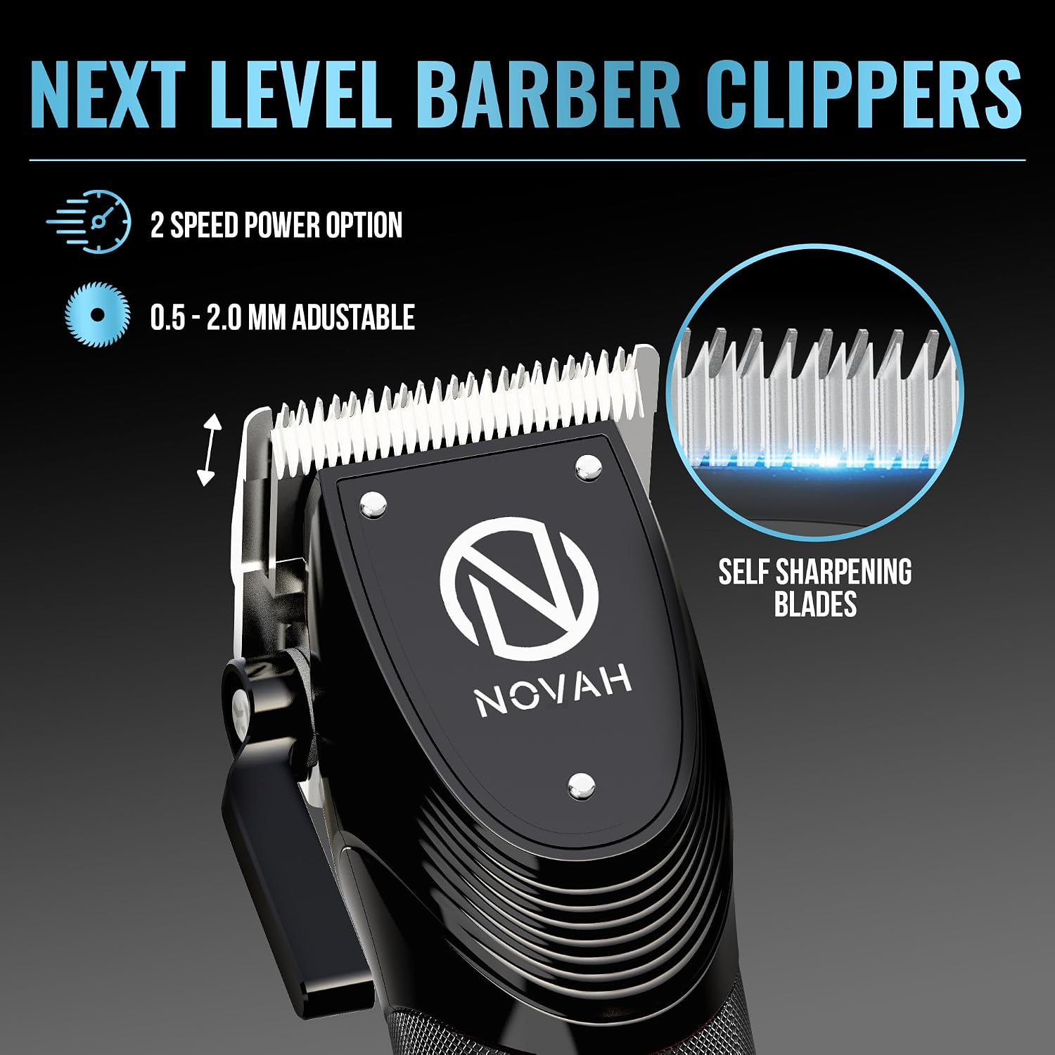 Detalle de Novah Professional Hair Clippers for Men Cordless Barber Kit (23-Piece Fade & Trim Set)