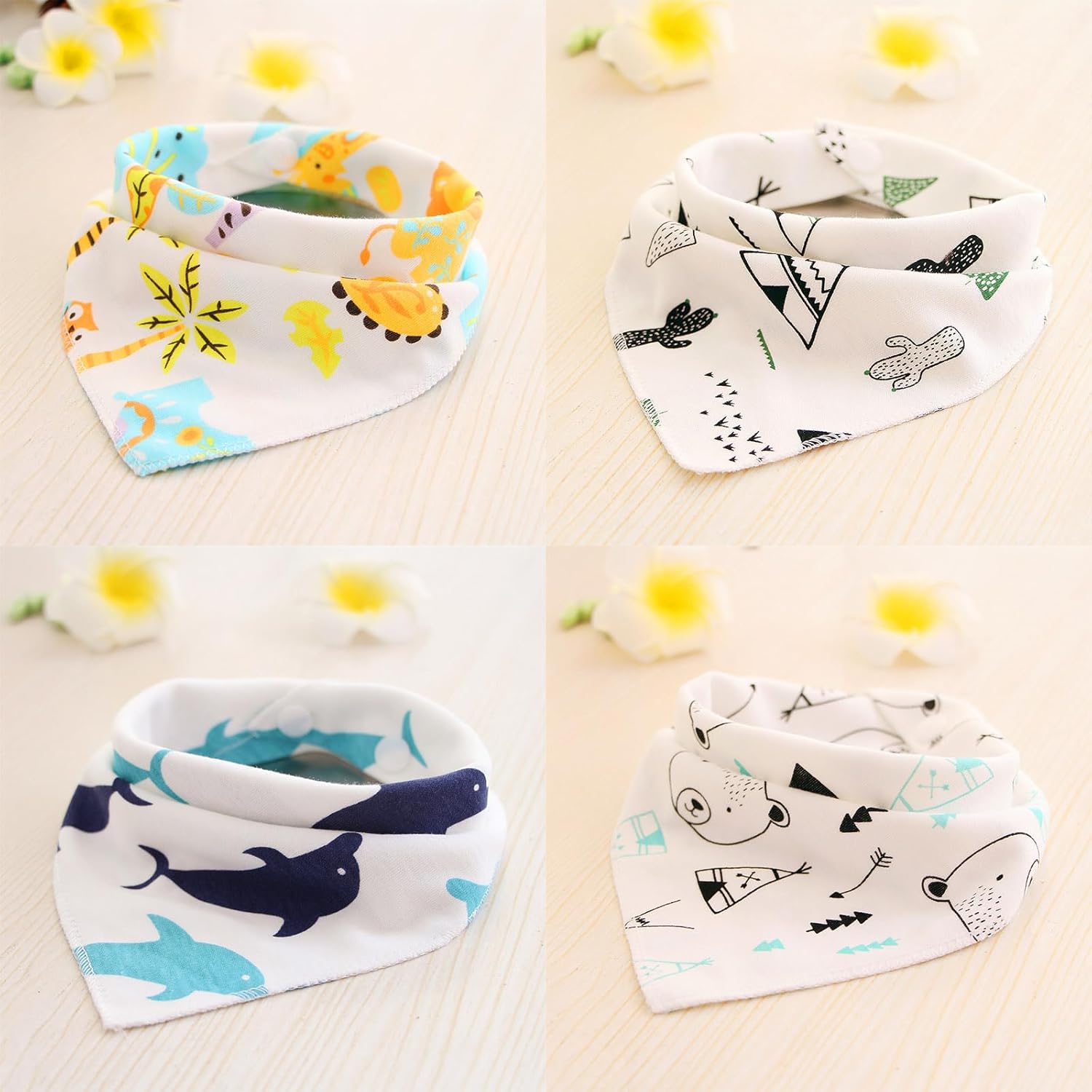 Thumbnail 6 de SLOSH 16 bavaglini neonato in cotone 100% con bottoni regolabili (bandana) per dentizione e ruttino