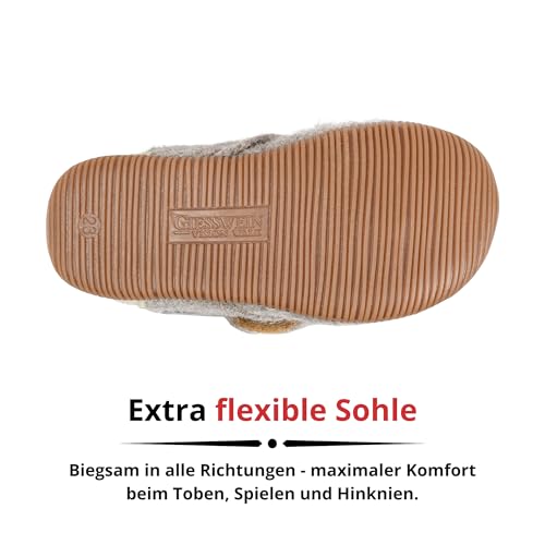 Detalle de Giesswein Oberstaufen Slim-Fit Kinderhausschuhe aus Schurwolle mit Klettverschluss