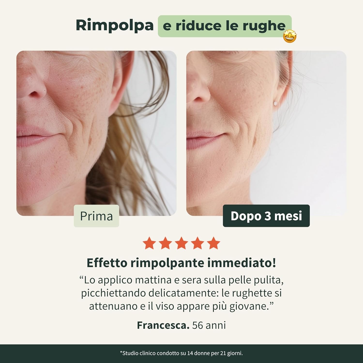 Detalle de BIONOBLE Siero Viso Acido Ialuronico Puro Bio – Idratante e Rimpolpante (100 ml, vetro con pompa)