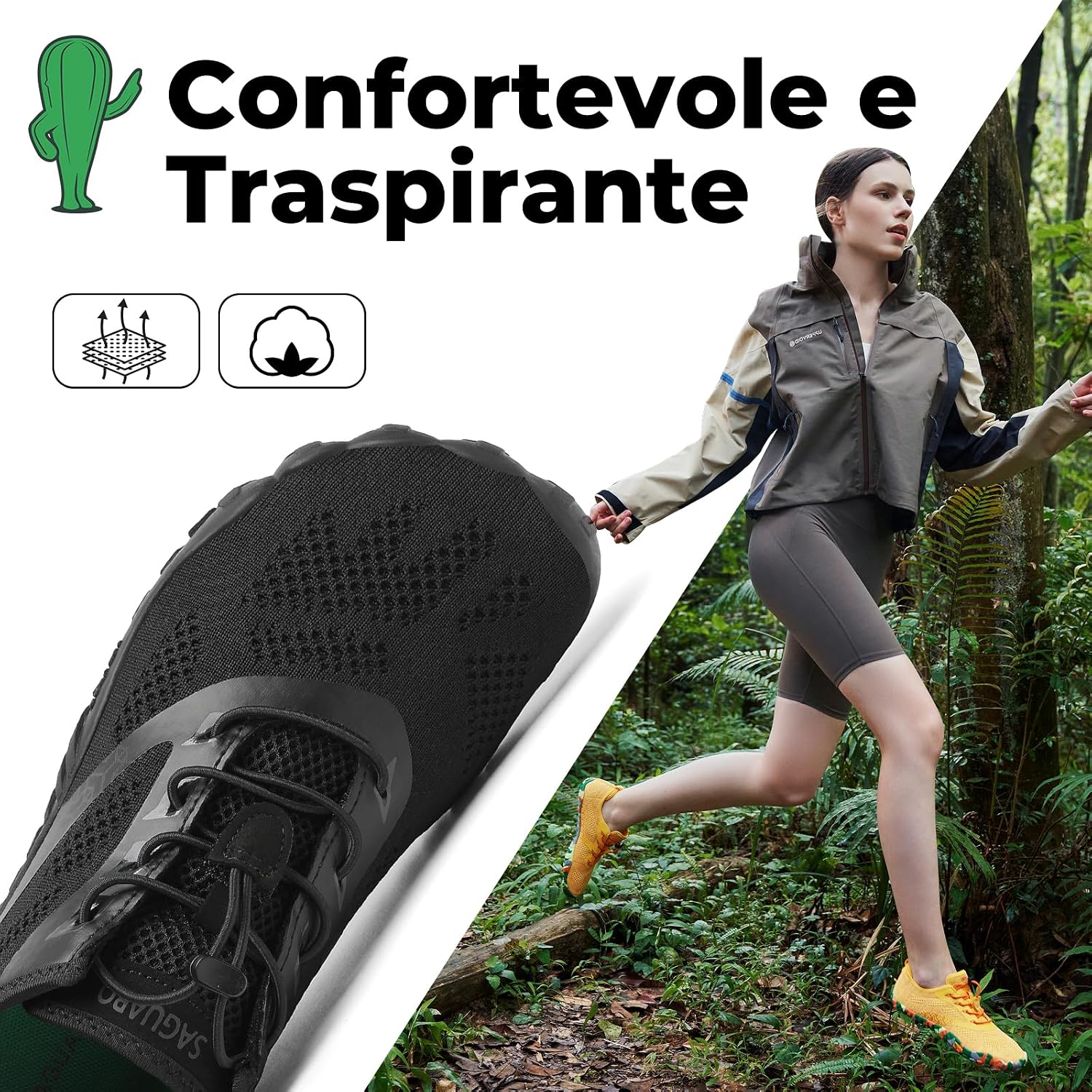 Detalle de SAGUARO Scarpe Barefoot minimaliste da trail running con punta larga e suola zero drop (Gr. 36-48)