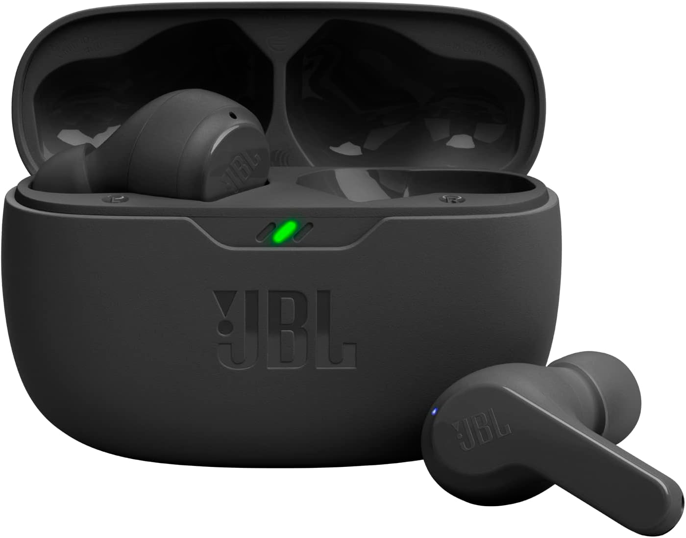 Detalle de JBL Wave Beam: Écouteurs intra-auriculaires sans fil, IP54/IPX2, 32 h d’autonomie, Noir