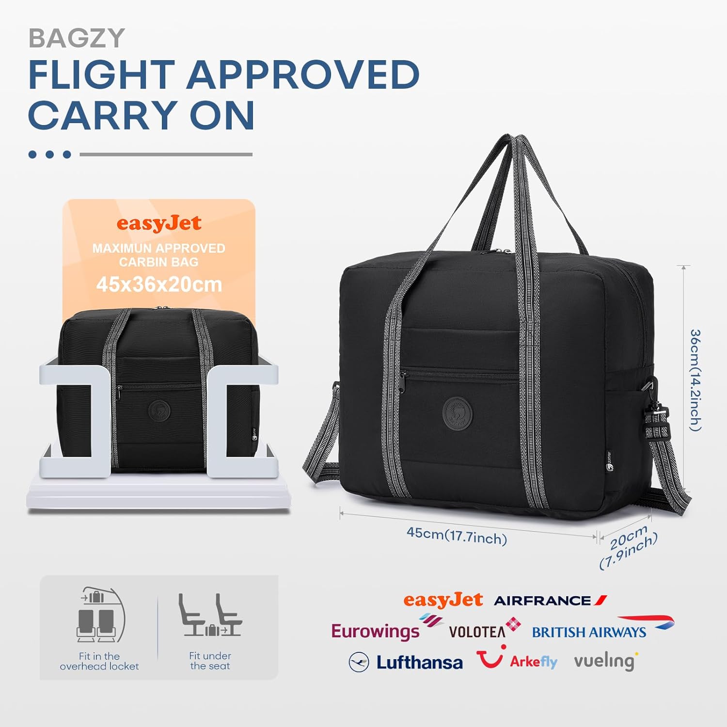 Thumbnail 2 de BAGZY Sac de Voyage Cabine Avion Pliable 32L – Polyvalent, Durable et Compact