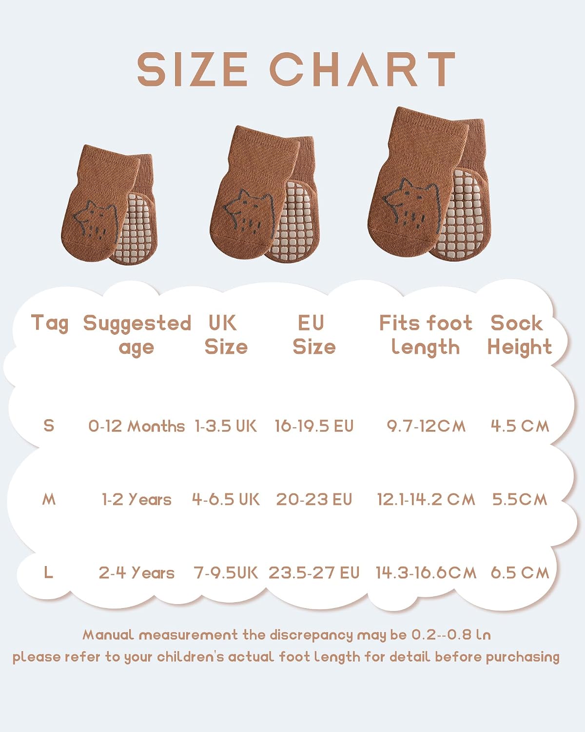 Detalle 2 de Witwot 5 Pairs Baby Socks with Grips (Non-Slip Toddler Cotton Grip Socks) for 0–4 Years