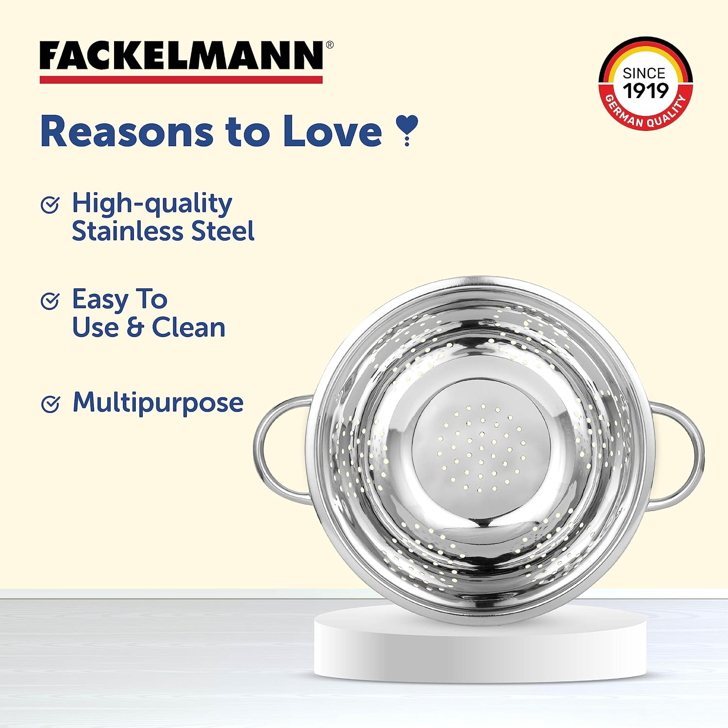 Thumbnail 6 de Fackelmann Abseihschüssel – Edelstahl-Nudelsieb mit Grifﬁen, 30 × 10 × 24 cm