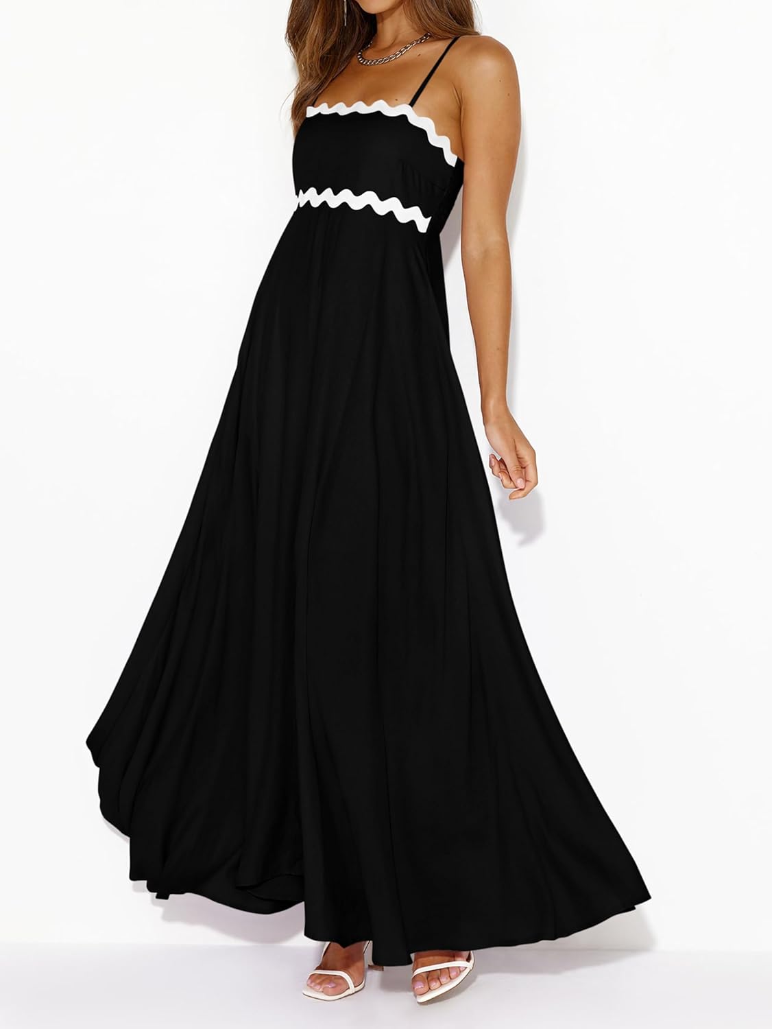 Detalle de PRETTYGARDEN Womens Spaghetti Strap Maxi Dress: Boho Summer Comfort and Flowy Style