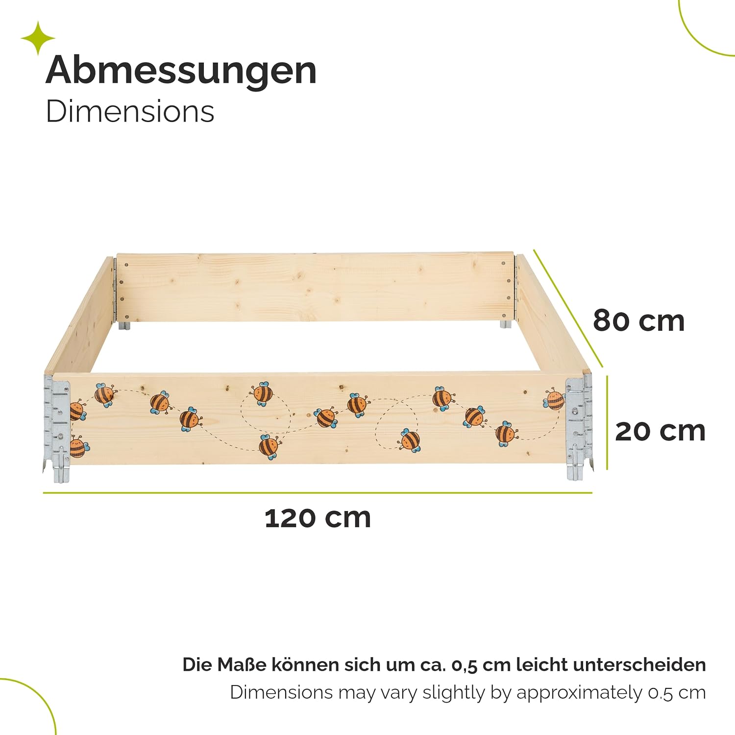 Detalle 2 de Garronda Hochbeet Holz 120x80x20 cm