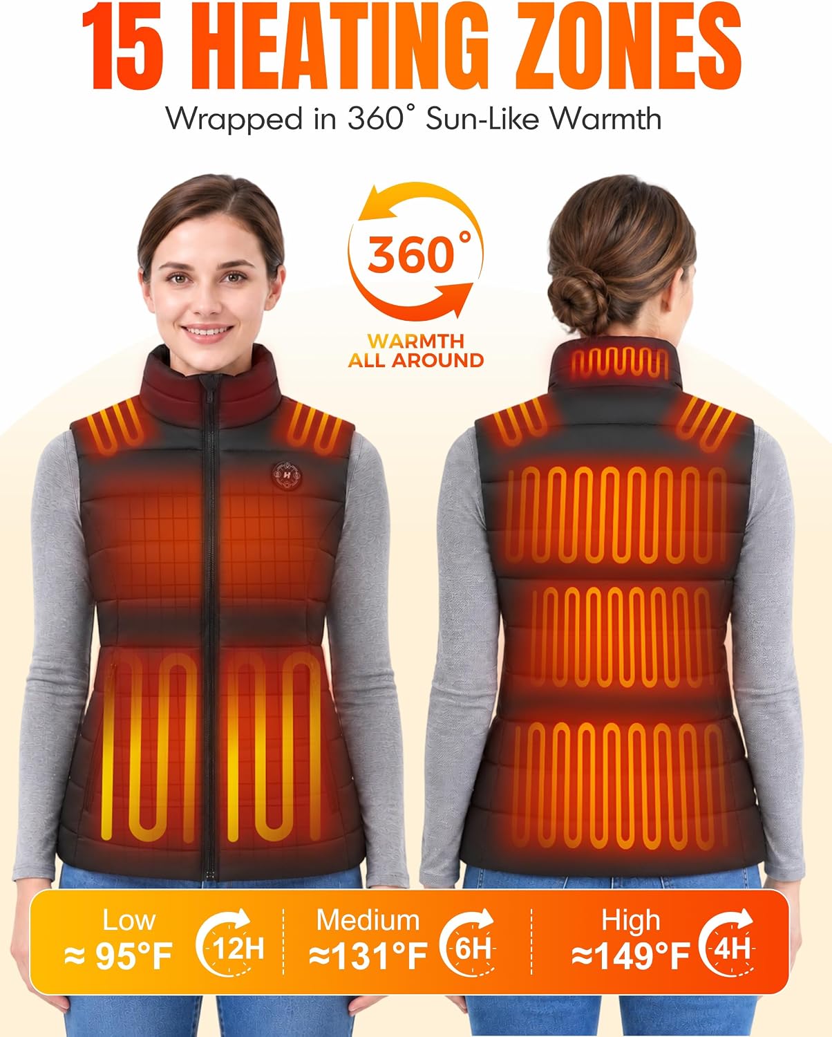 Detalle 2 de HOOHEAT Heated Vest for Women 16000mAh