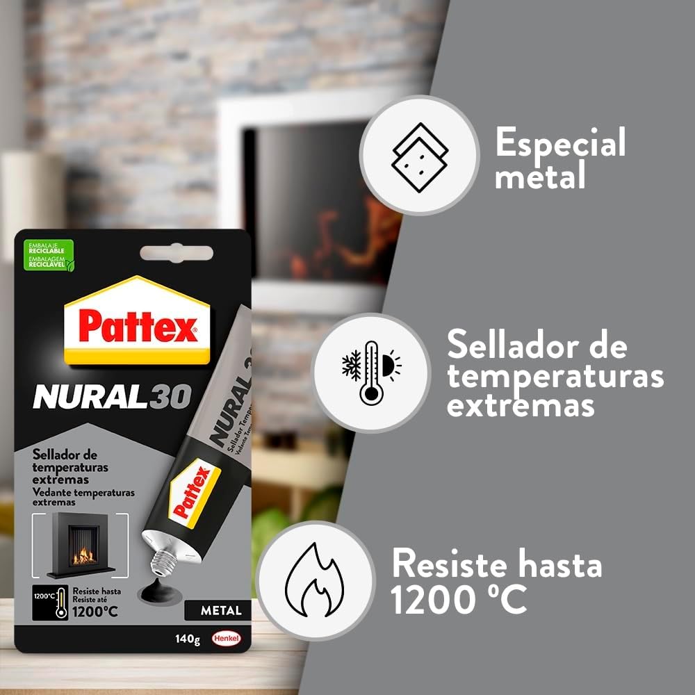Thumbnail 2 de Pattex Nural 30 Sellador Extreme 🔥 para Estufas y Chimeneas