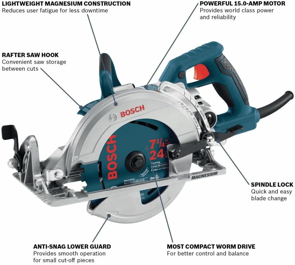 Detalle de Bosch CSW41 7-1/4-Inch Worm-Drive Circular Saw, 15 Amp