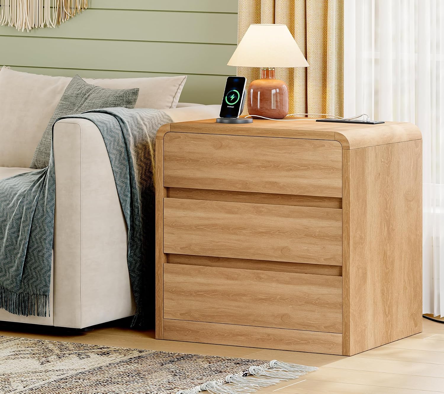 Detalle de TEENFON Nightstand Set with 3 Drawers