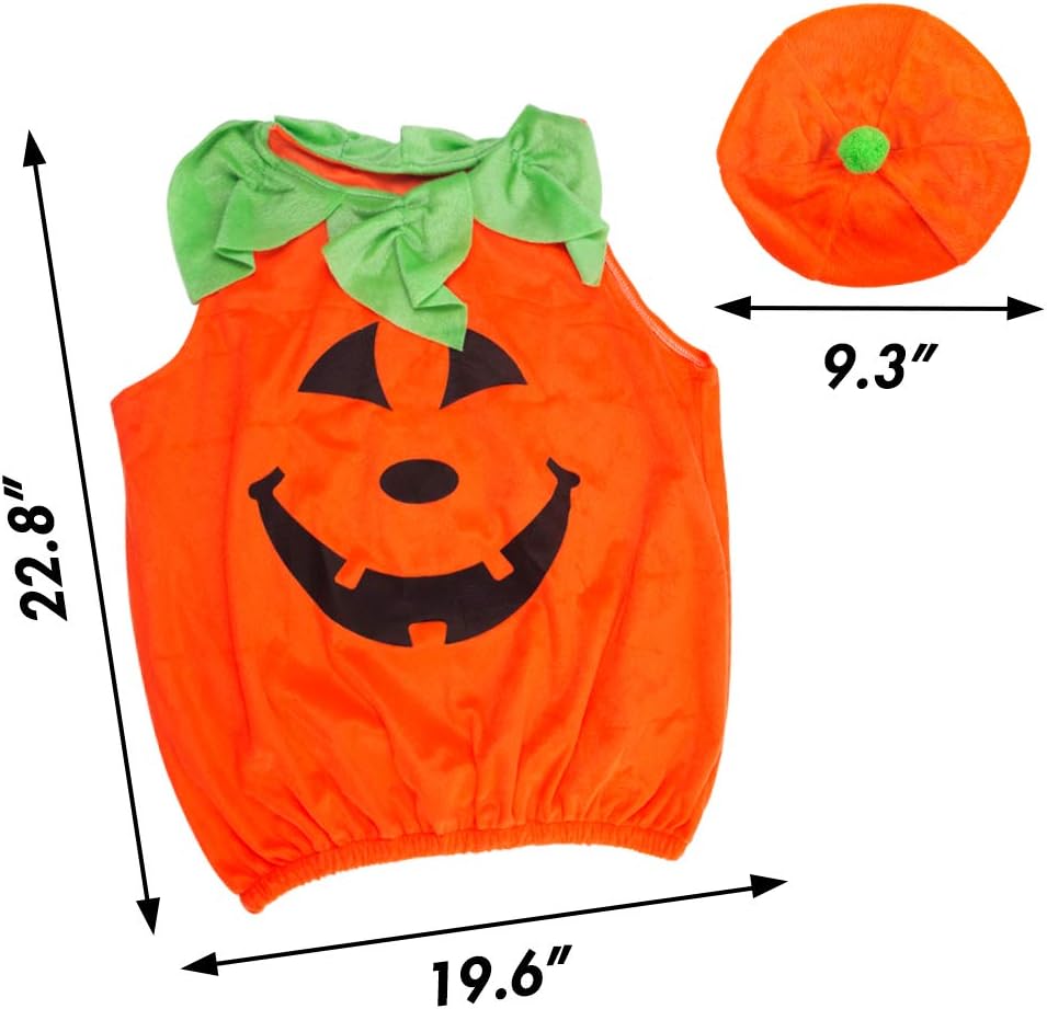 Detalle 2 de BigOtters BigOtters Pumpkin Costume Set for Infants and Toddlers, Tunic and Hat
