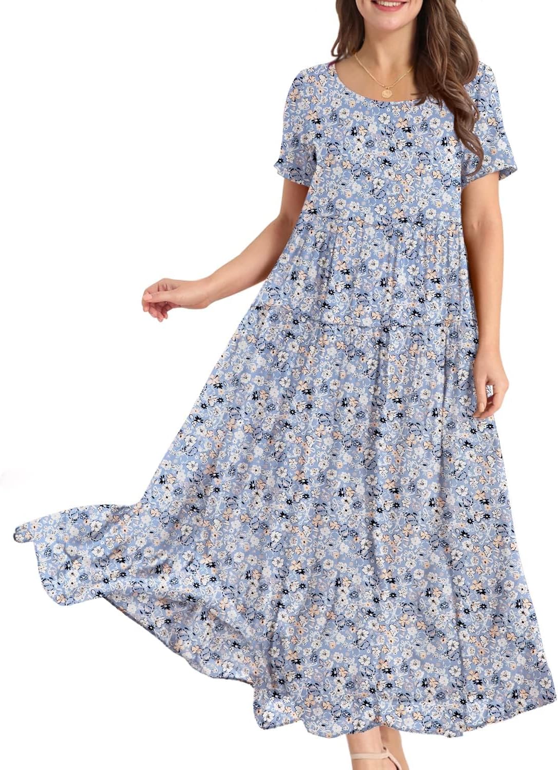 Thumbnail 5 de YESNO Women Dresses: Casual Plus Size Bohemian Floral Maxi Dress with Pockets