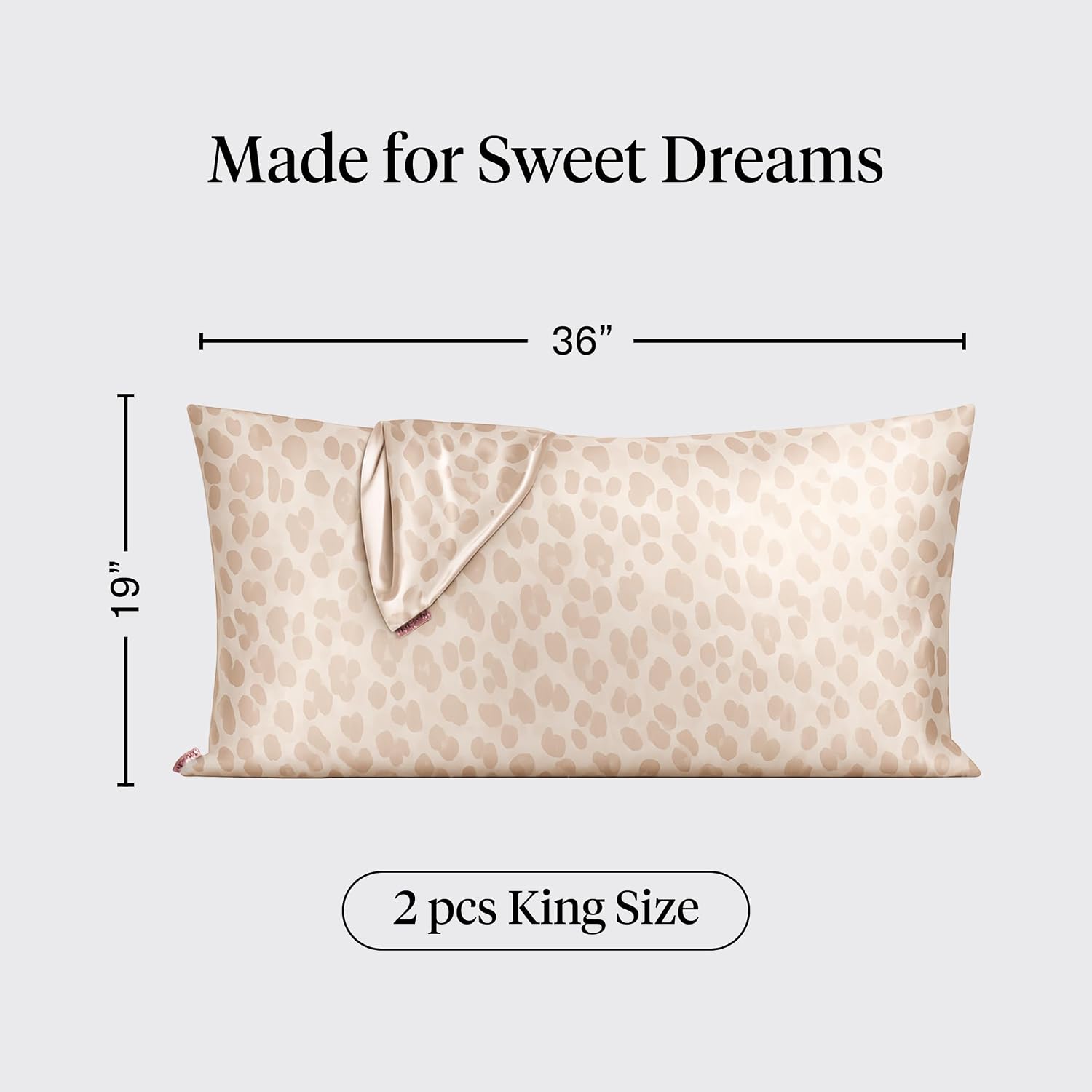Detalle 2 de Kitsch 62293 Satin Pillowcases, King Size, Zipper Closure, Leopard Print