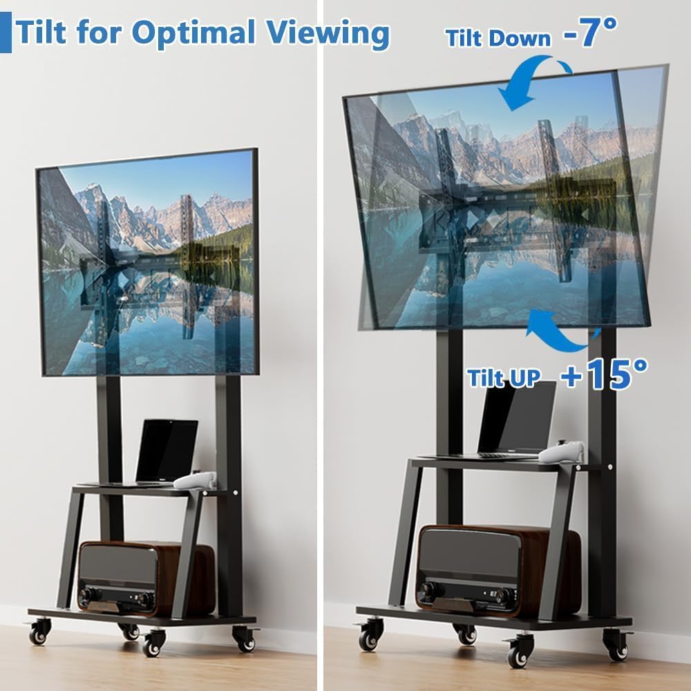 Detalle de Duiliuu Rollbarer TV-Ständer mit Rollen für 32–75" (VESA 600×400), höhenverstellbar bis 65