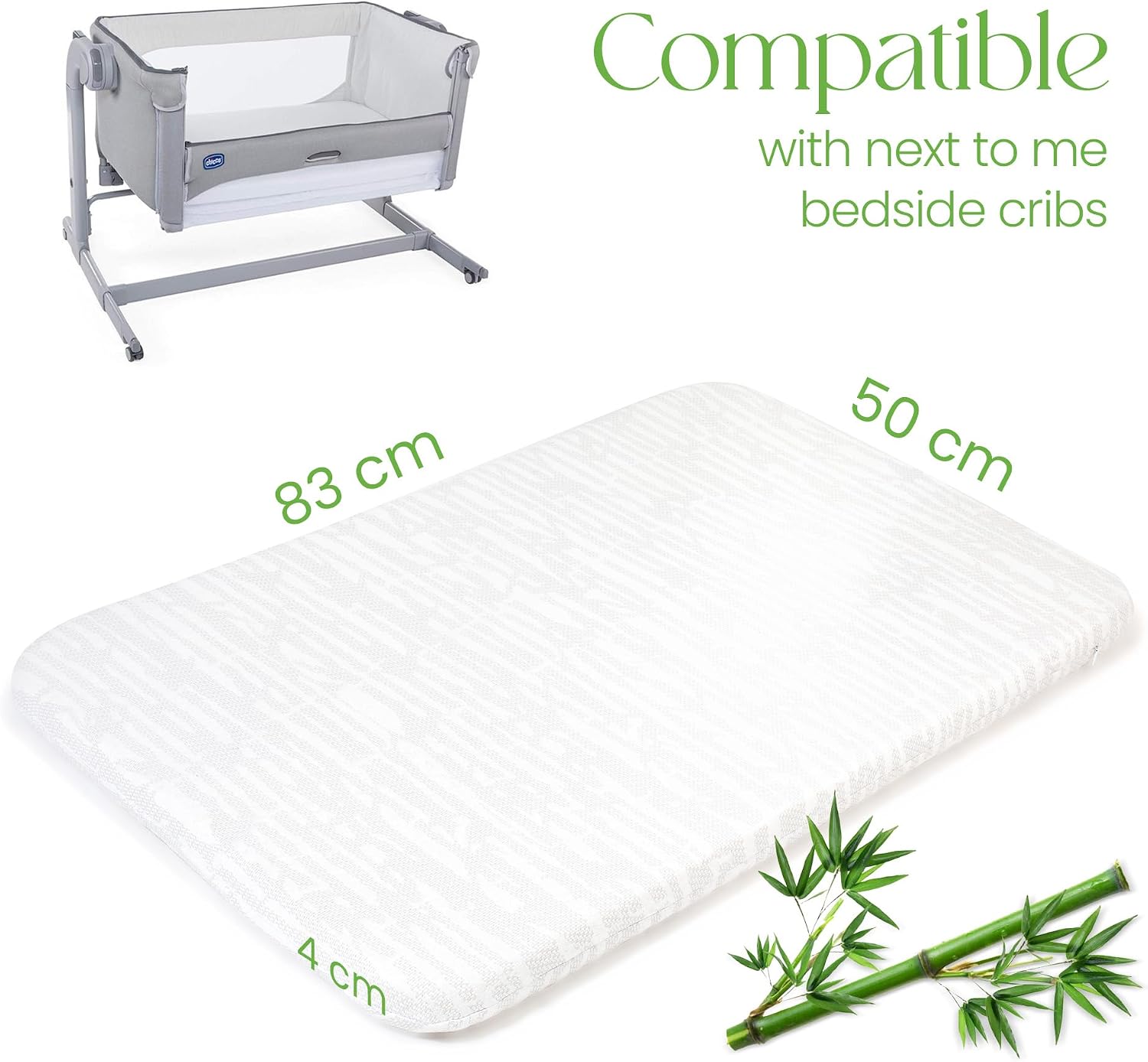 Thumbnail 2 de Next To Me Bedside Crib Mattress 50x83 cm with Super Soft Bamboo Cover