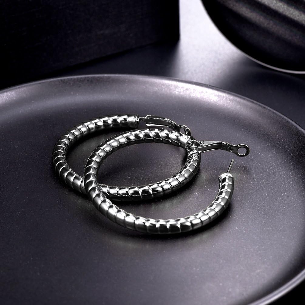Thumbnail 3 de PROSTEEL Orecchini a cerchio donna in acciaio 316L placcato oro 18K, argento nero, diametri 25/40/70 mm (con confezione regalo)