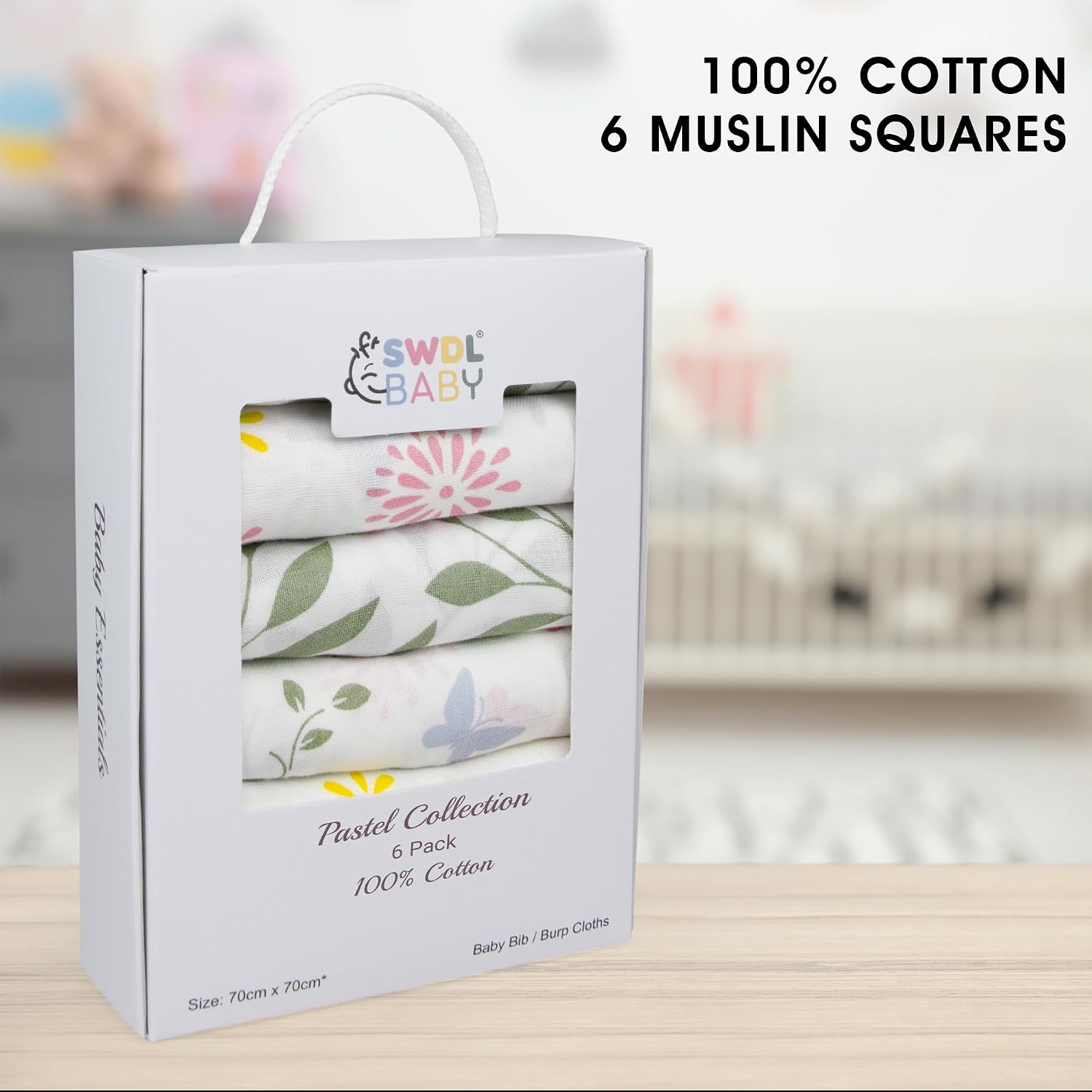 Thumbnail 4 de Large Baby Muslin Cloths Pack of 6 70 x 70 cm
