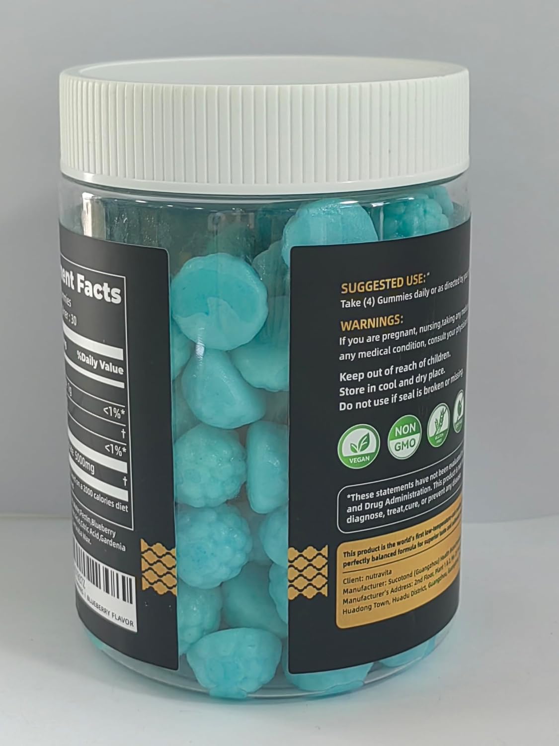 Detalle de Nutravita Creatine Monohydrate Gummies, Blueberry, Sugar-Free, Vegan, 120 Count
