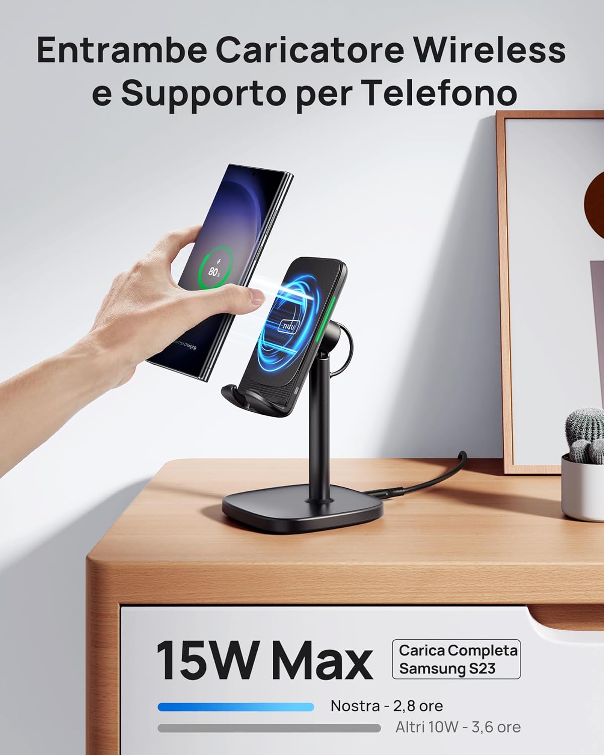 Detalle 2 de INIU Caricatore Wireless Phone Stand 15W