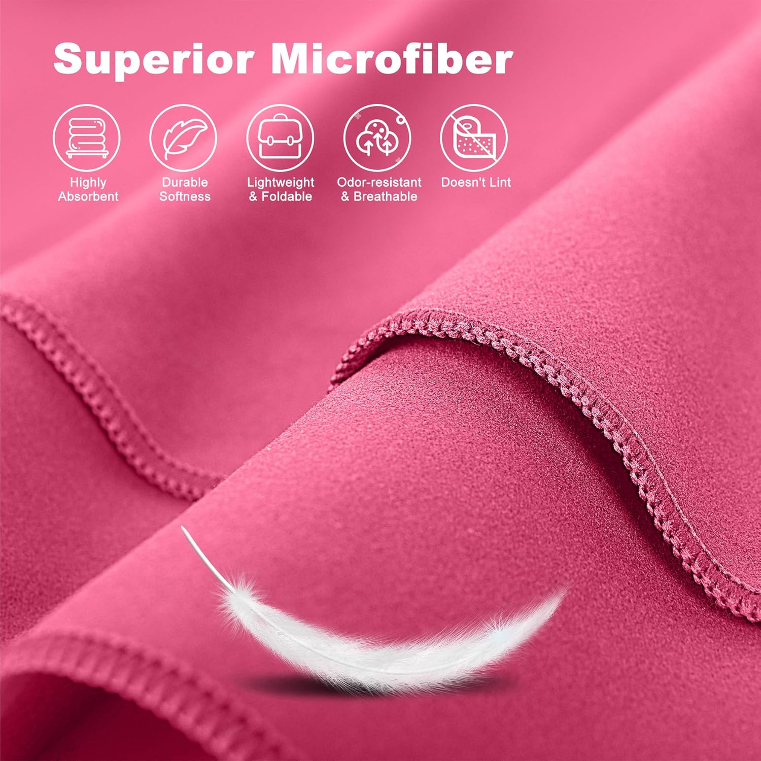 Thumbnail 3 de HiiPeak Microfibre Towel Compact Camping & Beach Towel (180cm x 90cm) – Quick Dry Lightweight Absorbent – Watermelon Red (1 pack)