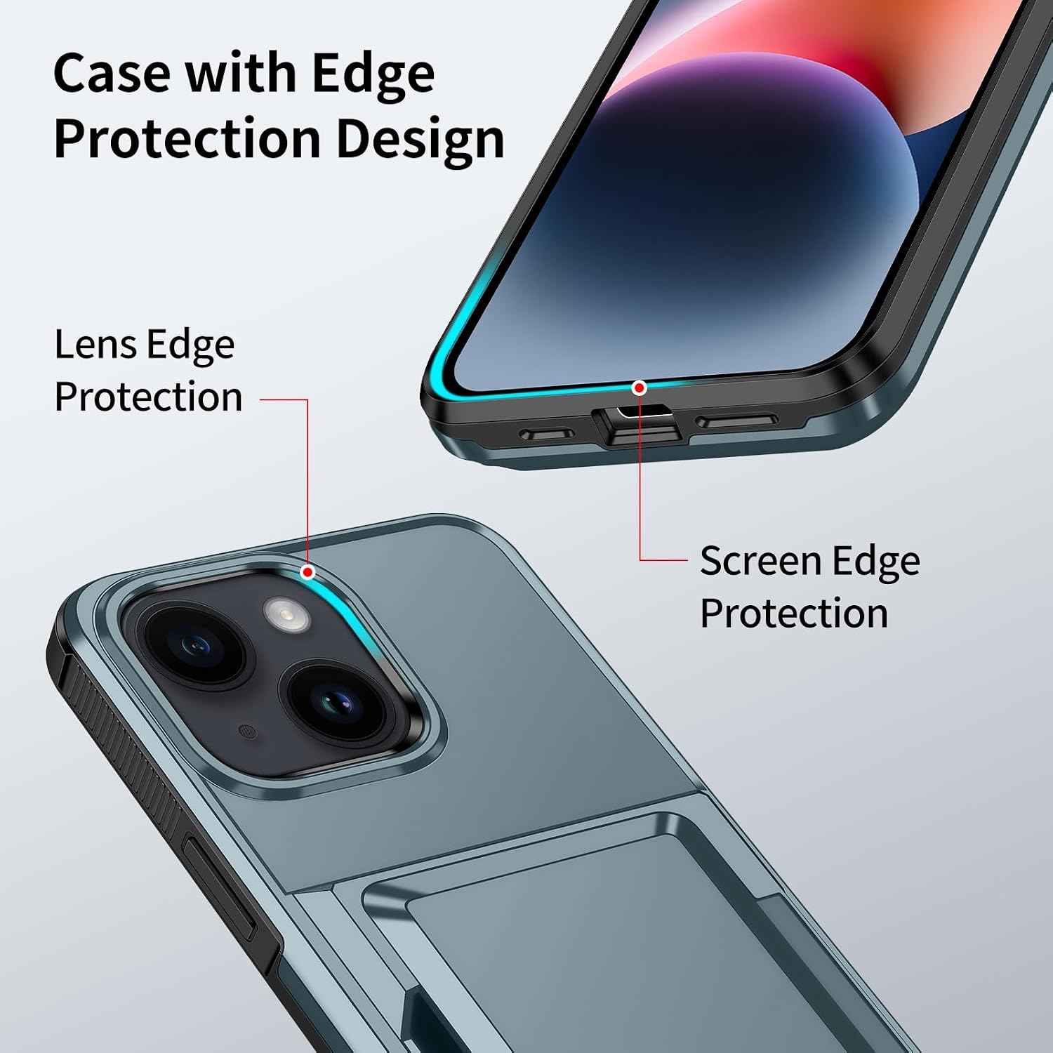 Detalle de Aolcev iPhone 14 Case with Card Holder: Slim Wallet meet Heavy-Duty Protection