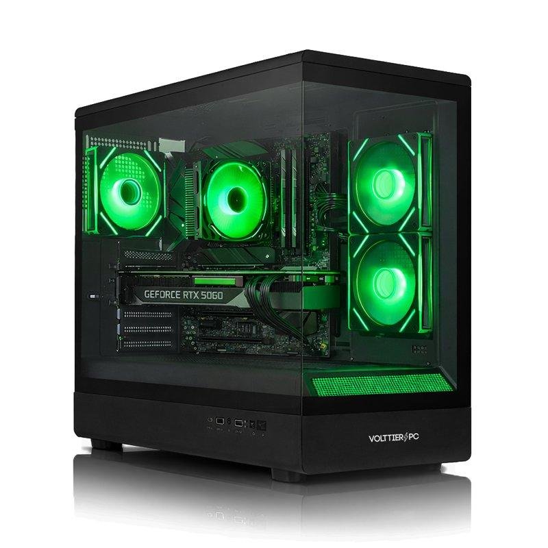 Detalle de VolttierPC PC sobremesa con AMD Ryzen 7 5800X, 32GB RAM, 1TB SSD y RTX 5060 Ti con Windows 11 Pro y WiFi 6