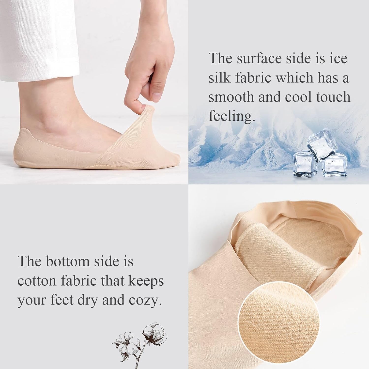 Detalle de Caldodo No Show Trainer Socks Women’s: Invisible, Non-Slip Liner Socks 6-Pair Pack