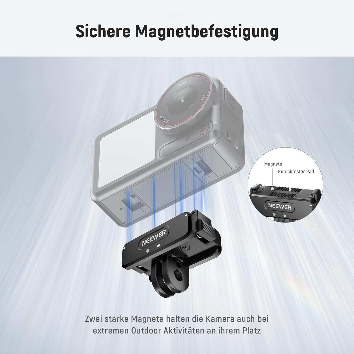 Detalle de NEEWER Magnethalterungsadapter AC011 – kompatibel mit DJI Osmo 360 und Action-Kameras