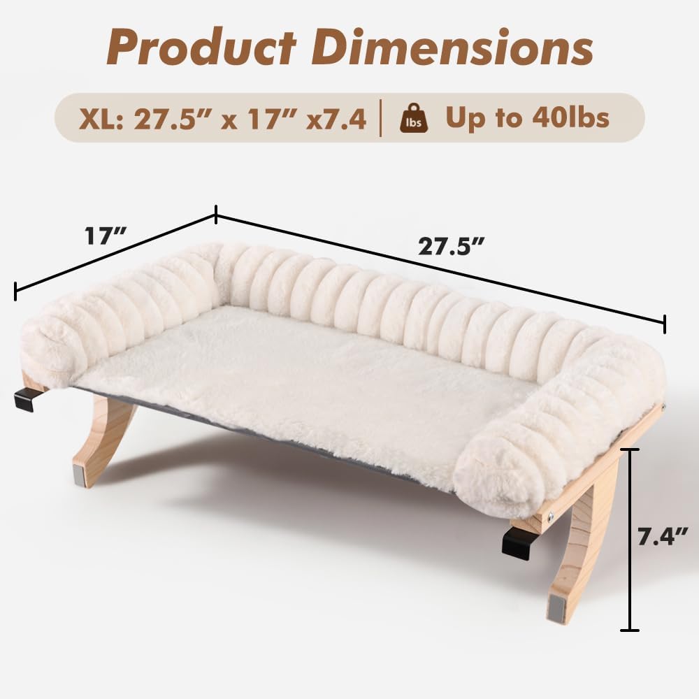Detalle de valigogo VL-CWP01-XL-W Cat Window Sill Perch, XL, Washable Cushion