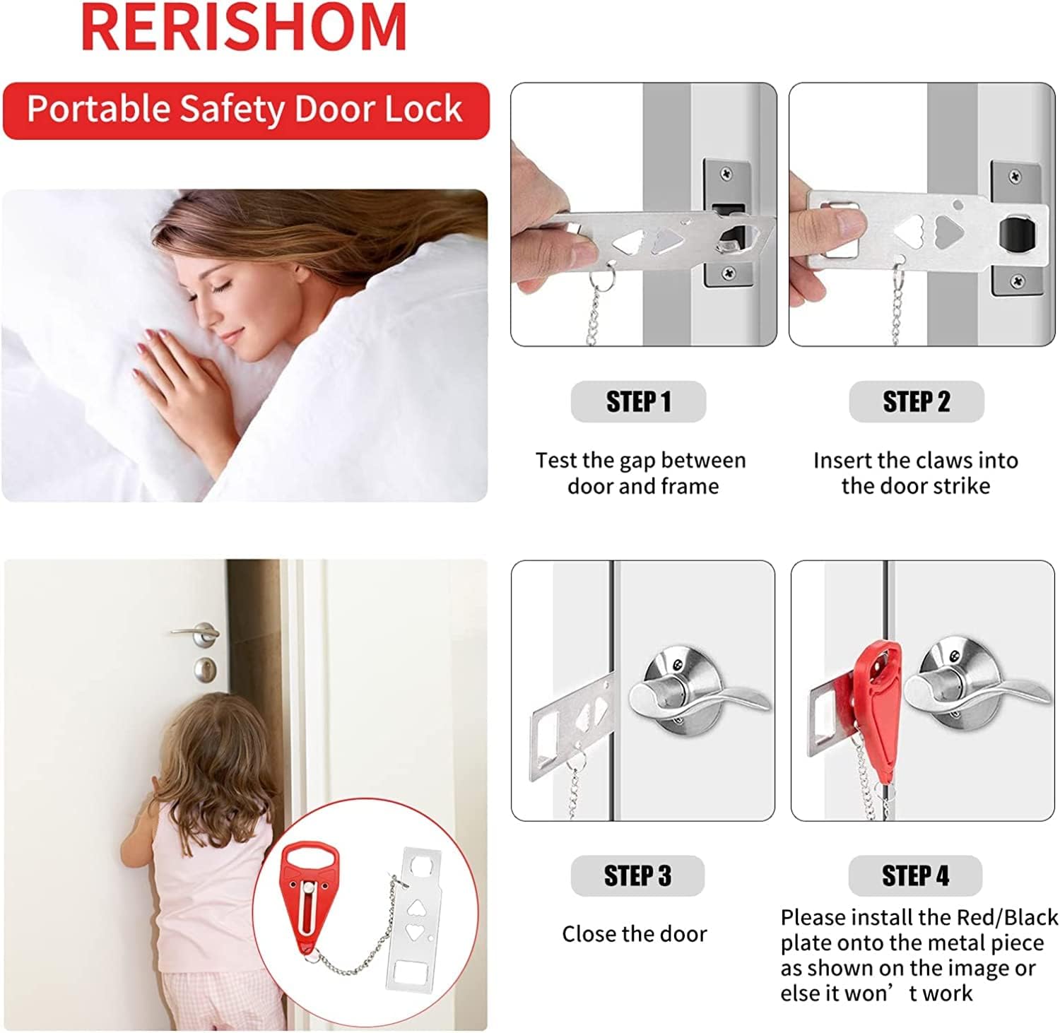 Detalle 2 de Rerishom Portable Door Lock 2-Pack