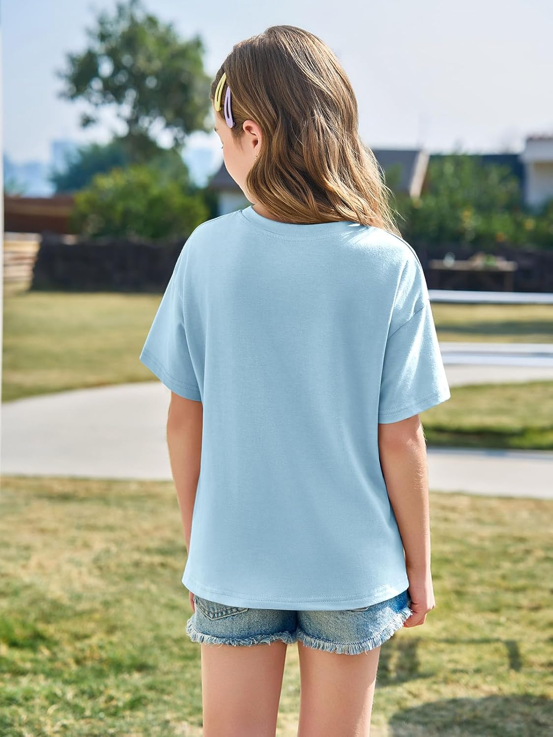 Detalle 2 de Haloumoning oversized T-shirt voor meisjes met ronde hals en korte mouwen