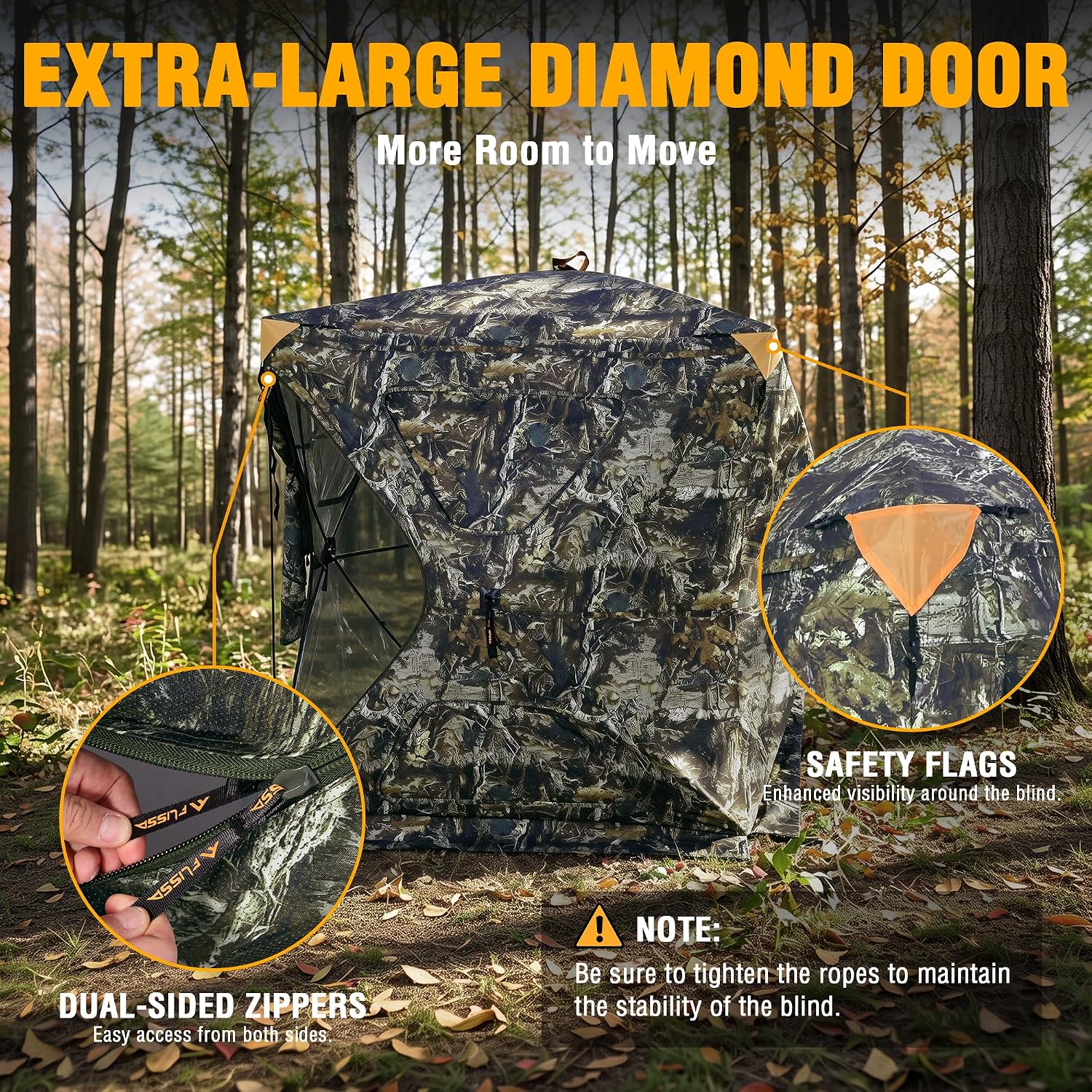 Detalle de FLISSA F091141AE Hunting Blind, 360° Visibility, Pop-Up, 3–4 Person