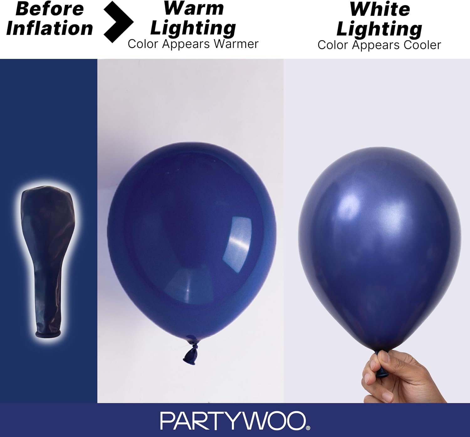 Detalle de PartyWoo 740385211157 Navy Blue Latex Balloons, 12-Inch, 50-Count