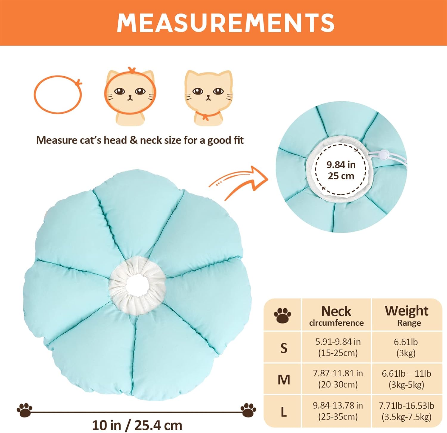 Thumbnail 5 de Avont Cat Cone Collar Soft (Elizabethan alternative) – Adjustable Recovery Collar for Cats, Kittens, Puppies After Surgery, Blue (S)