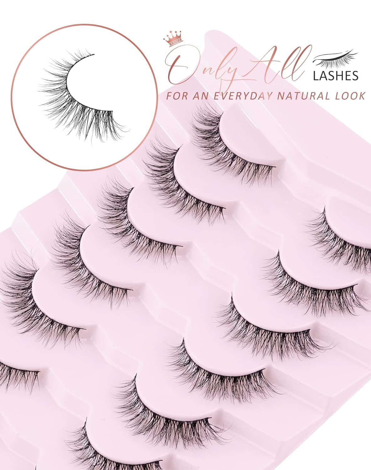 Detalle 2 de Onlyall Wimpern Natürliche Wispy Lashes – 6-13 mm, 7 Paare, D1